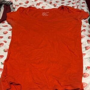 American Eagle Outfitters Women's Scoop Neck Short Sleeve Tee - Bright Orange